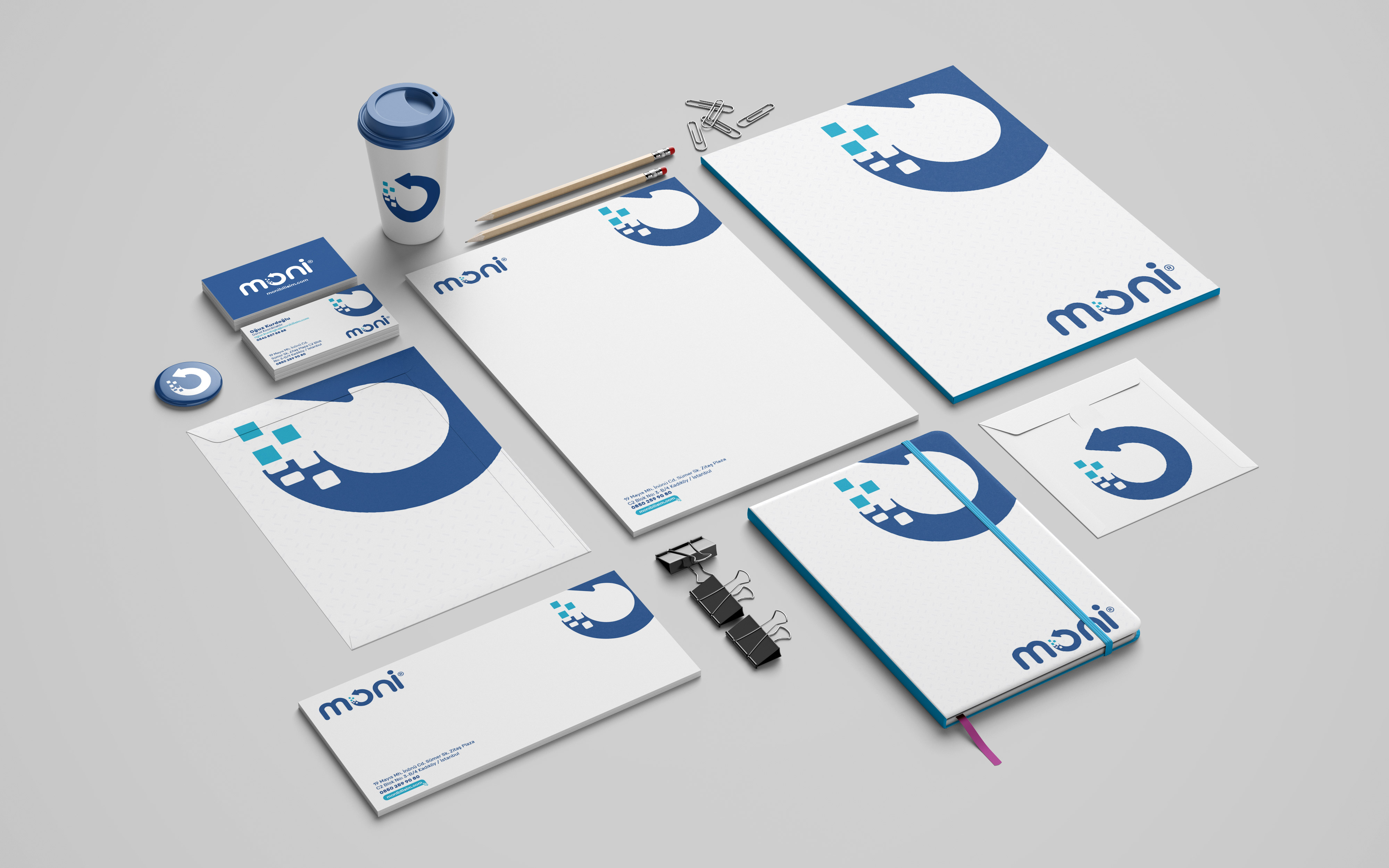 Moni Bilişim Logo & Kurumsal Kimlik Tasarımı - Ruberu Reklam Ajansı İstanbul